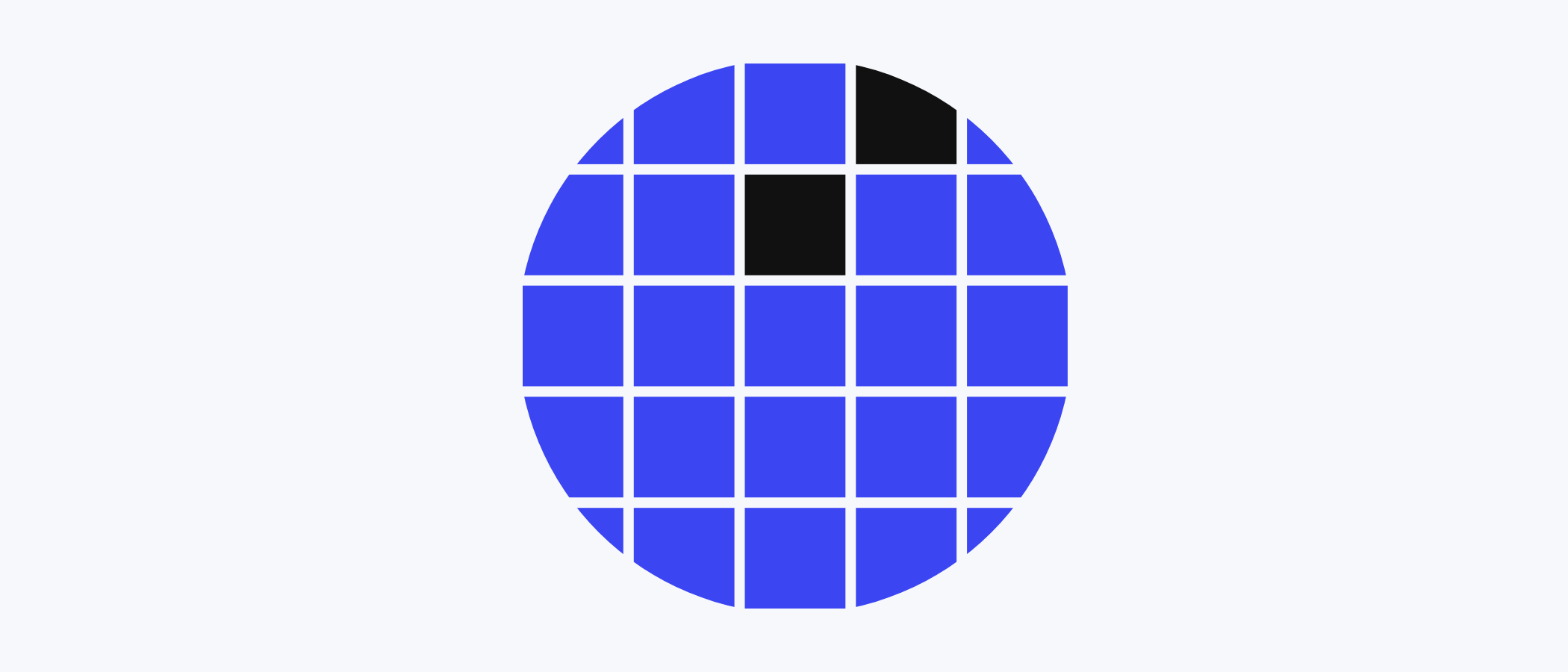 Abstract artwork: a circle made of square tiles.