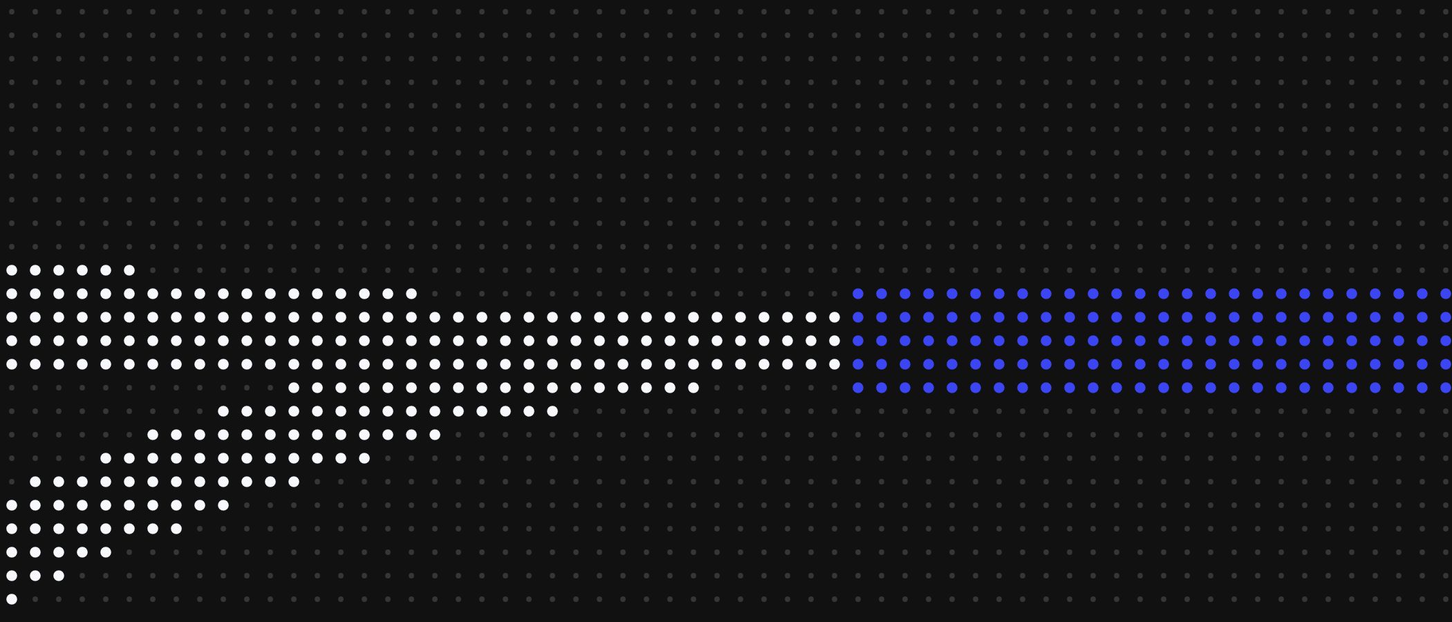 Abstract artwork: streams of dots joining into one blue stream.