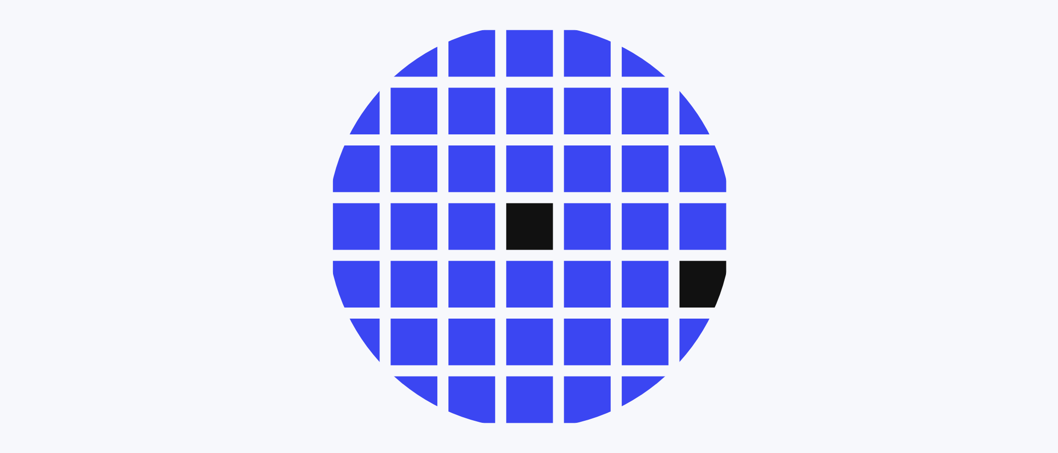 Abstract artwork: a circle made of square tiles.