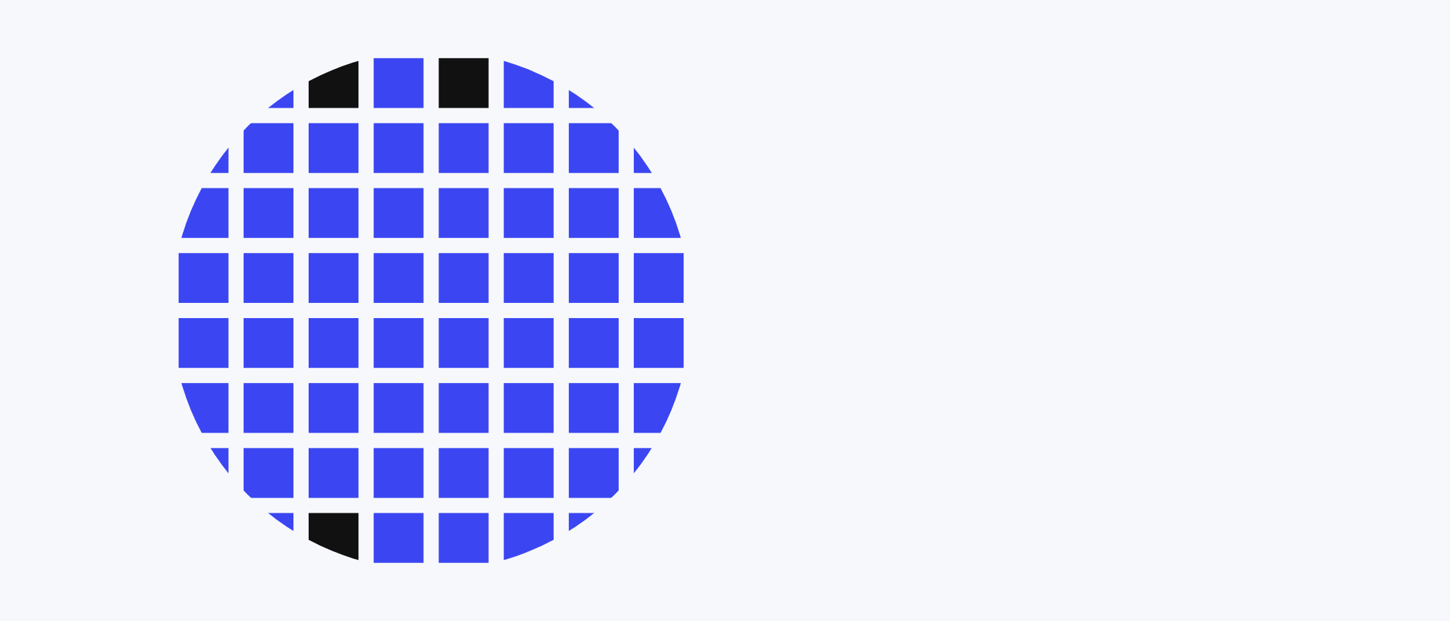 Abstract artwork: a circle made of square tiles.