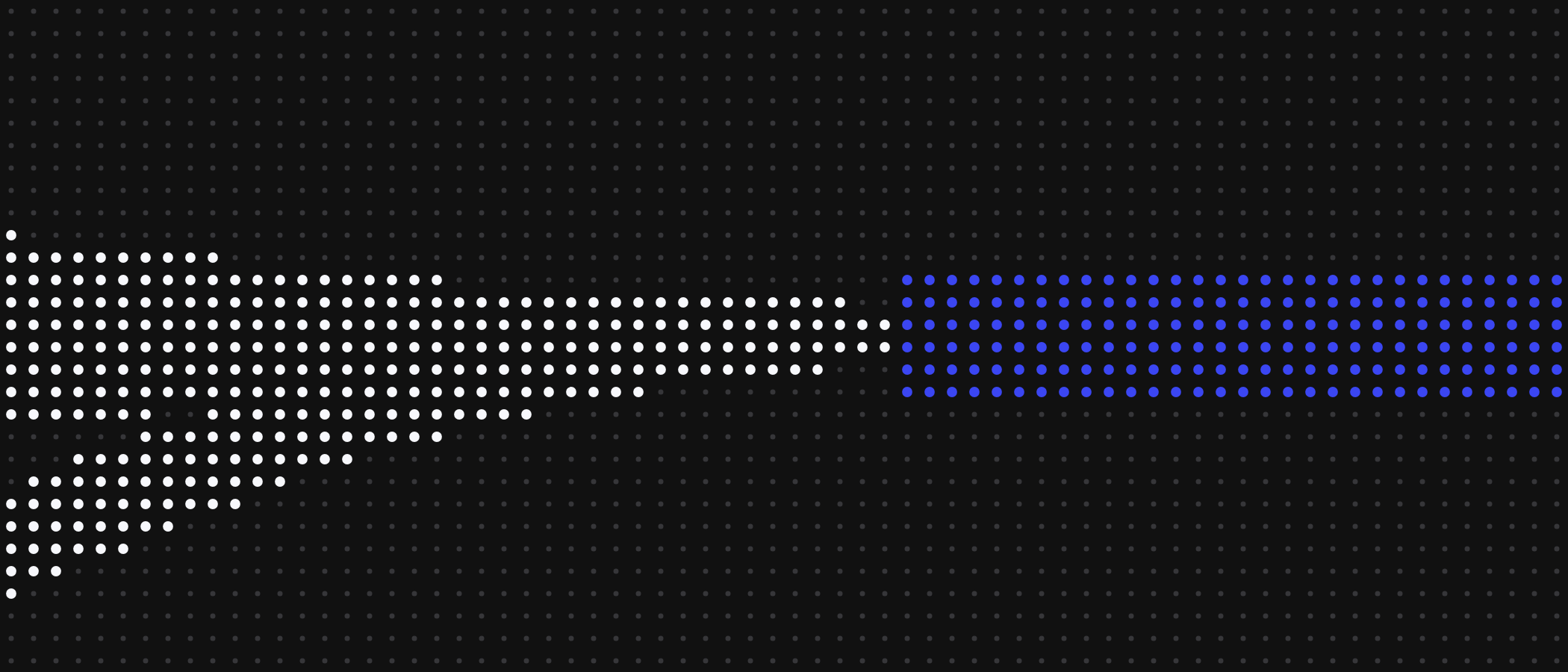 Abstract artwork: streams of dots joining into one blue stream.