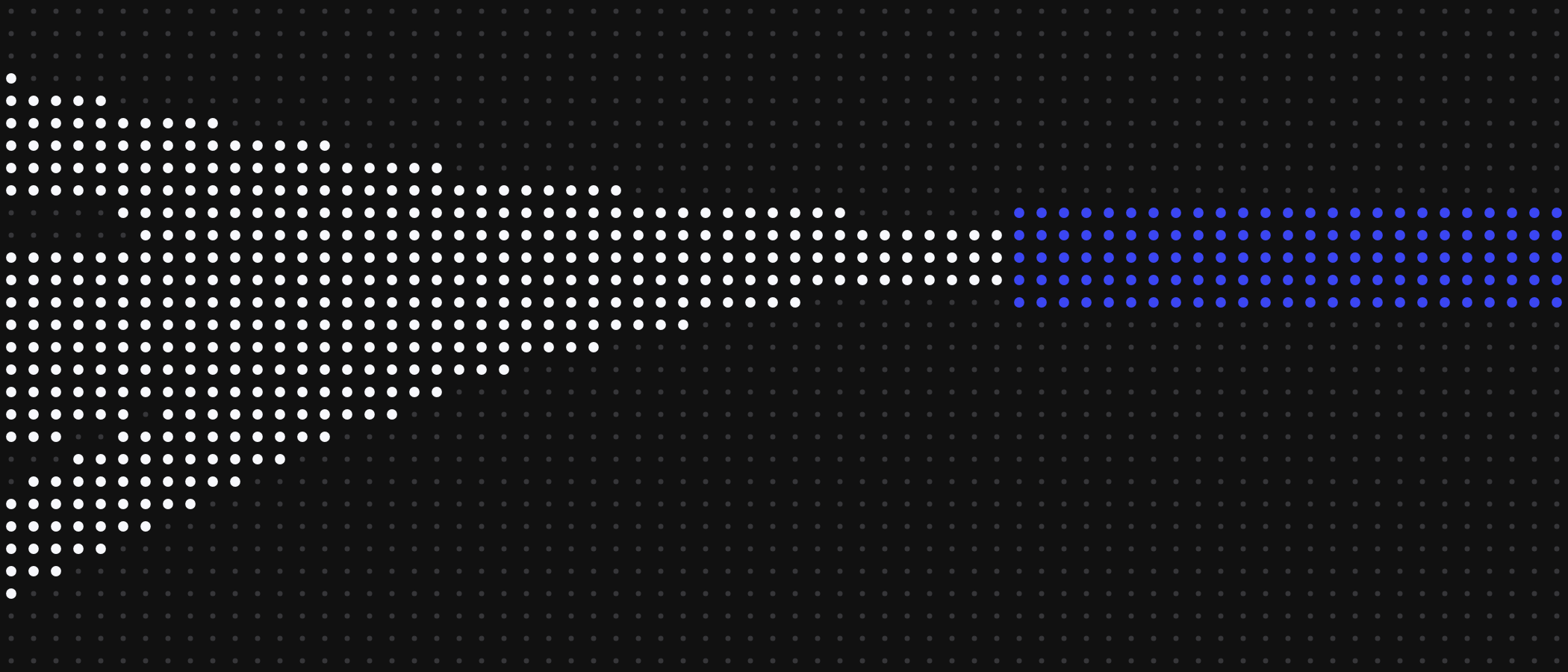Abstract artwork: streams of dots joining into one blue stream.