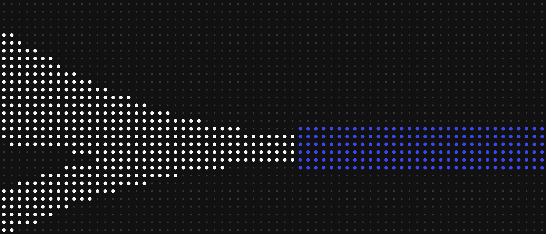 Abstract artwork: streams of dots joining into one blue stream.