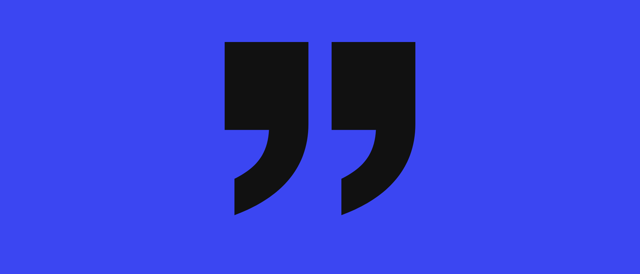 Abstract artwork: two large quotation marks.